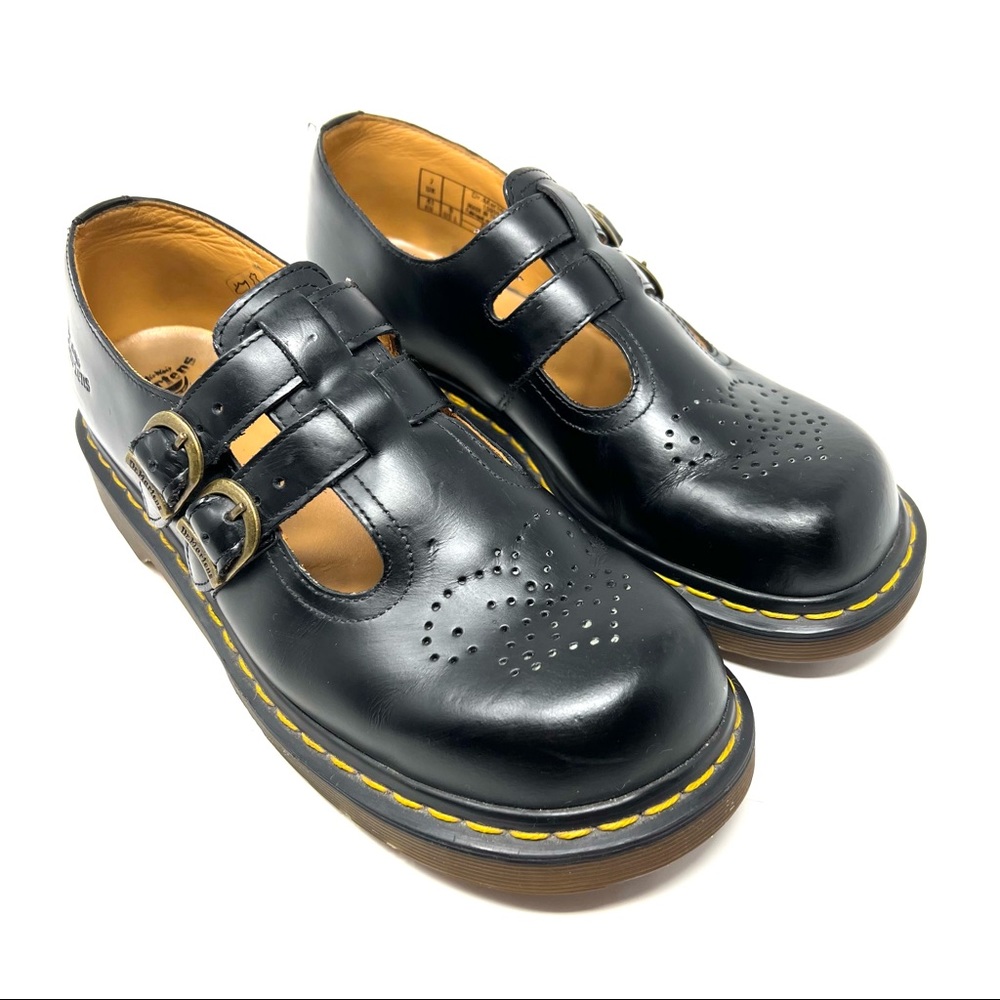 Doc Martens Double Buckle Black Leather Shoes Mary Jane 10909 Women's Size 9
